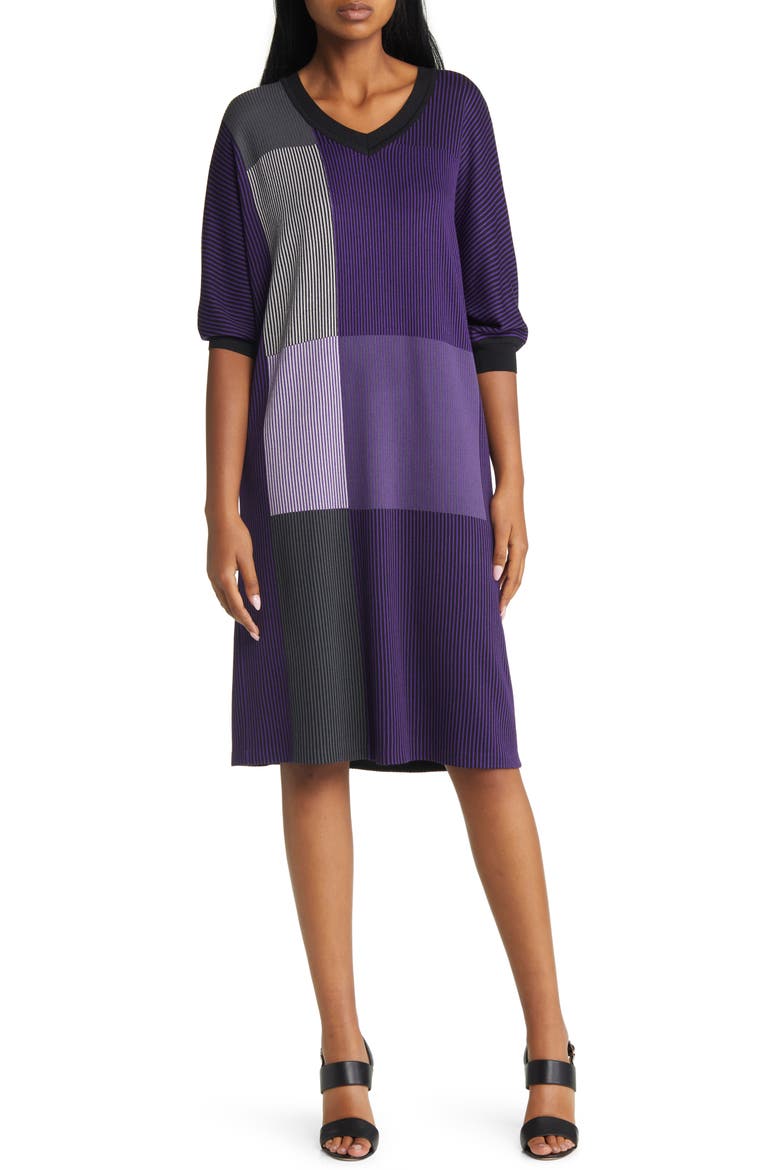 Stripe Colorblock Dress, Main, color, VALIENT PRPL GRNT STRLNG BLK