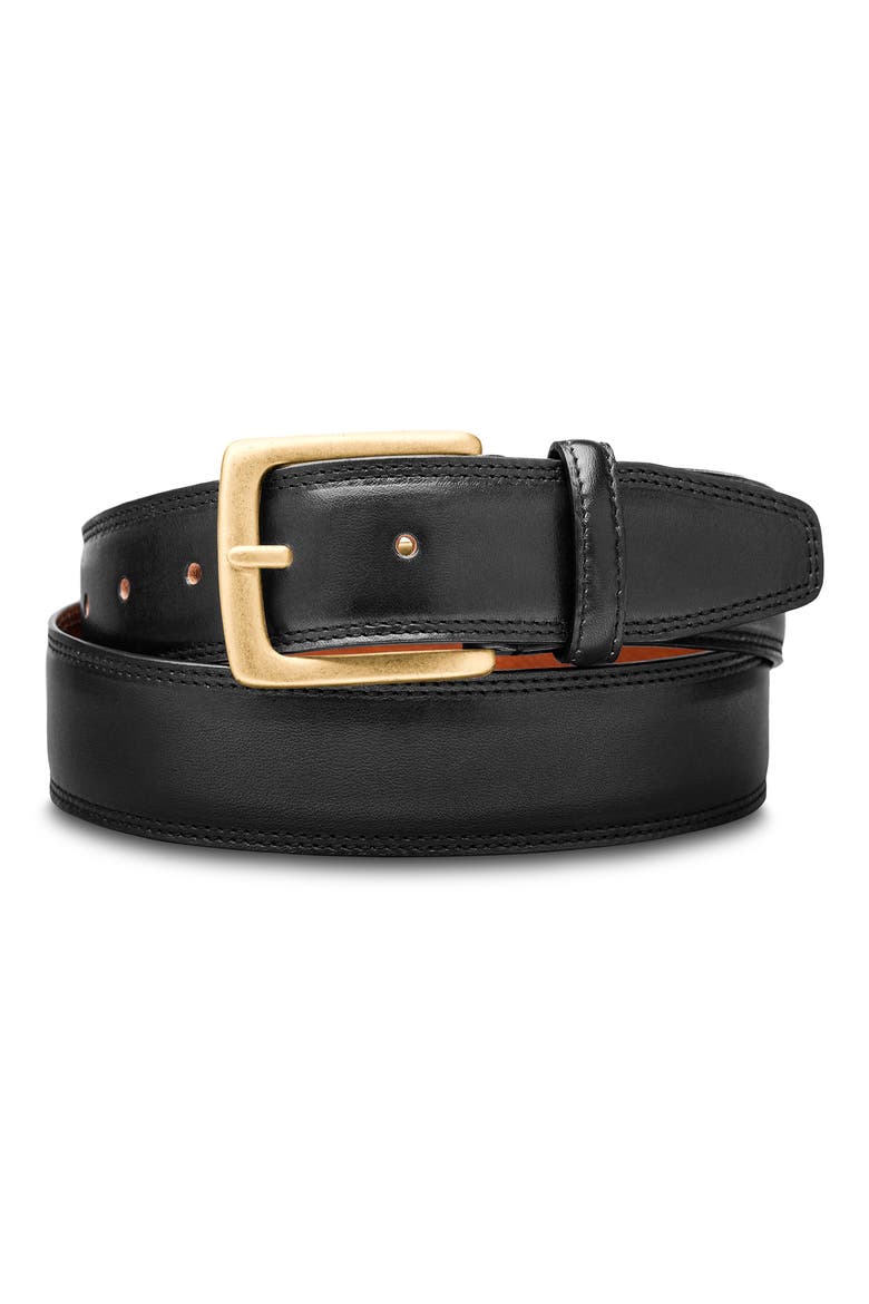 Amalfi Leather Belt, Main, color, BLACK