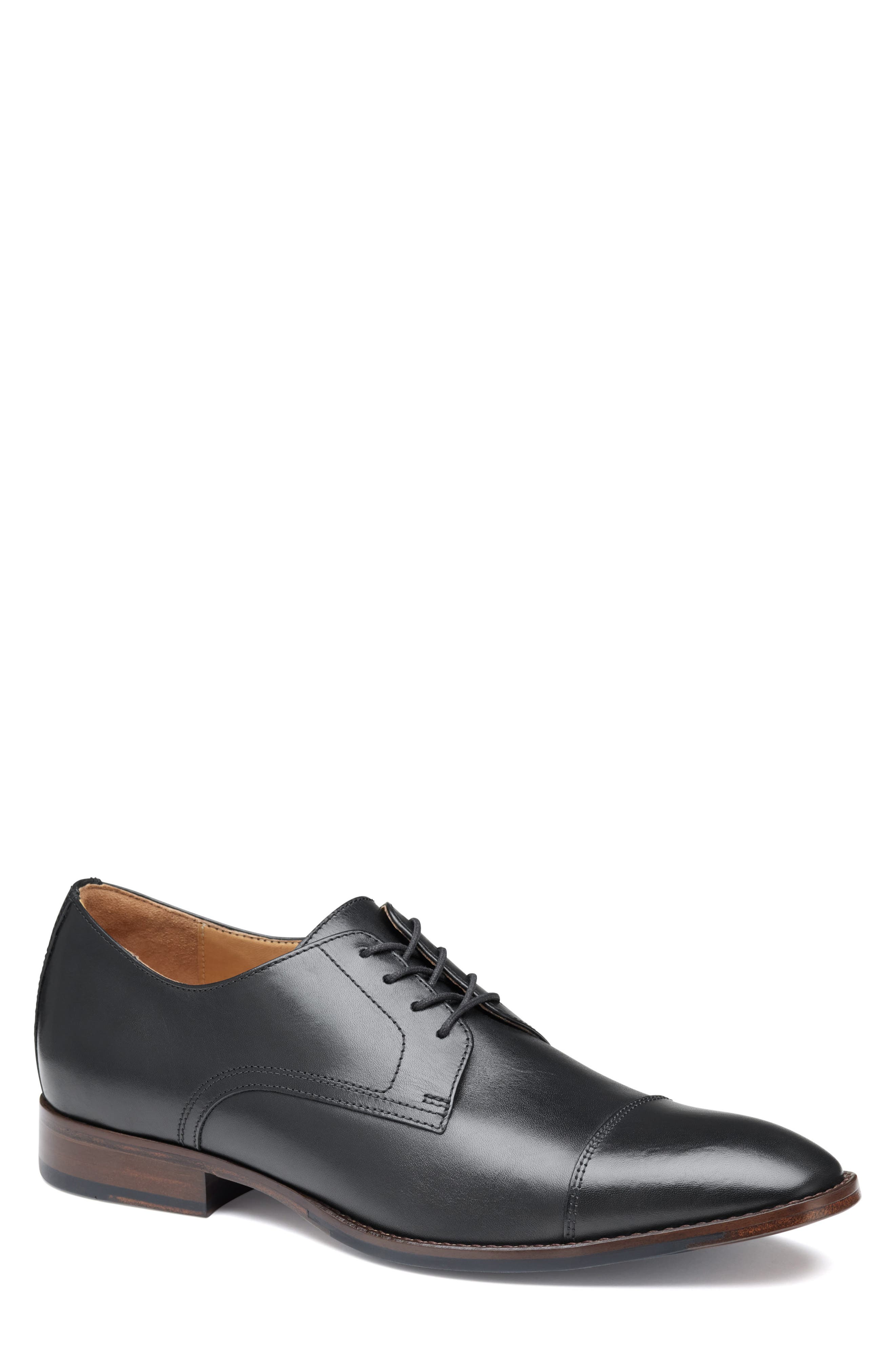 Johnston & Murphy Richland Cap Toe Derby, Main, color, Black Full Grain