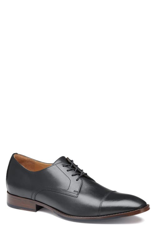 Johnston & Murphy Richland Cap Toe Derby in Black Full Grain 