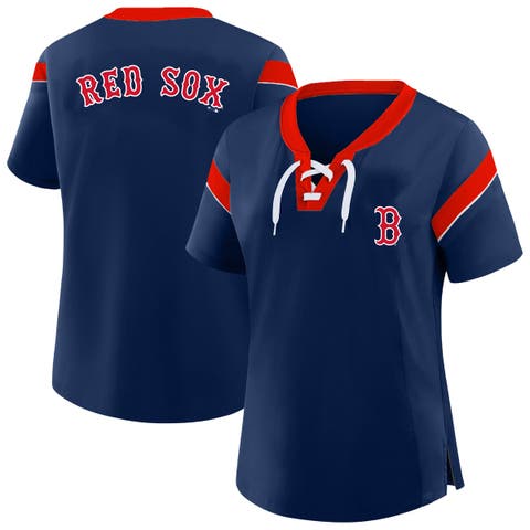 Women's Profile Navy Boston Red Sox Plus Size Lace-Up T-Shirt