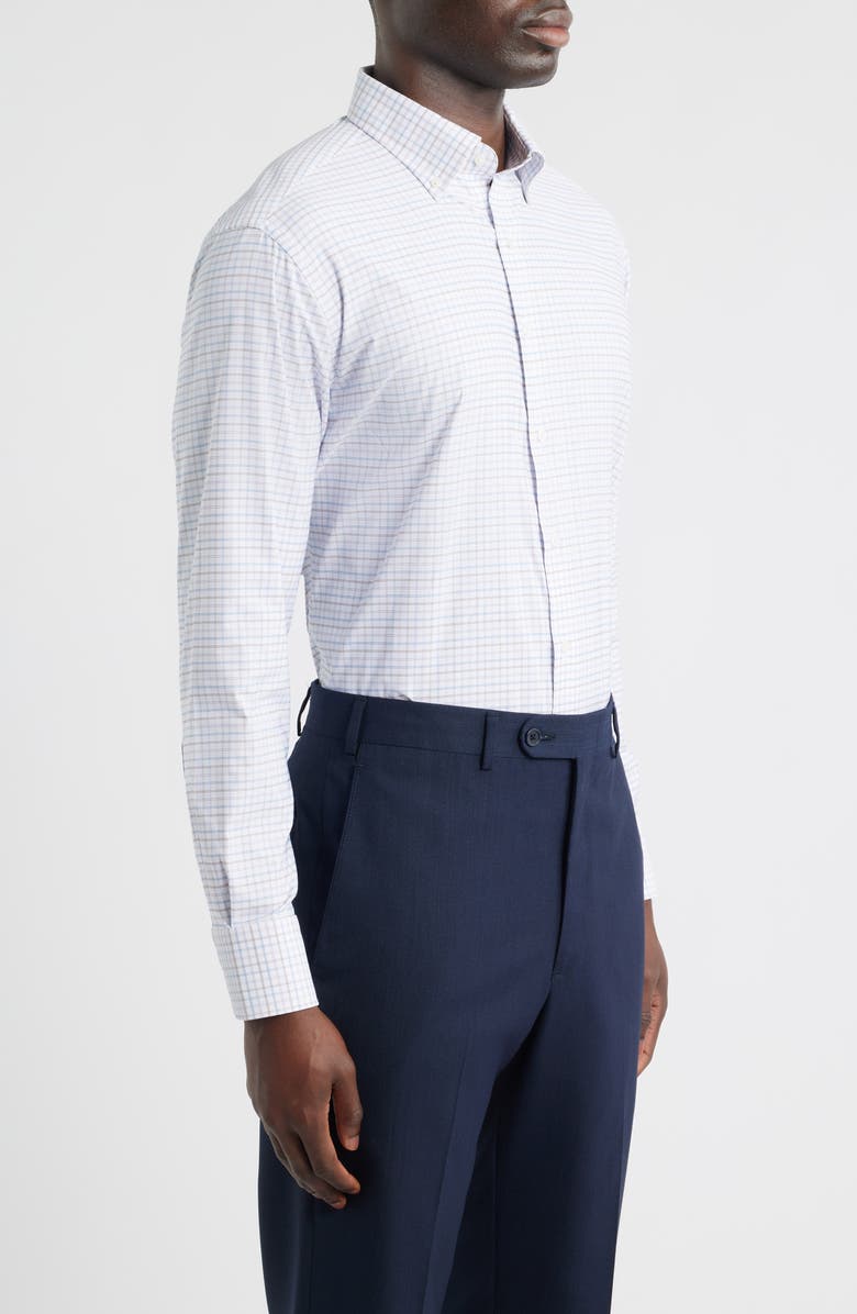 Peter Millar Rommel Check Performance Twill Button-Down Shirt, Alternate, color, Cloudy Blue