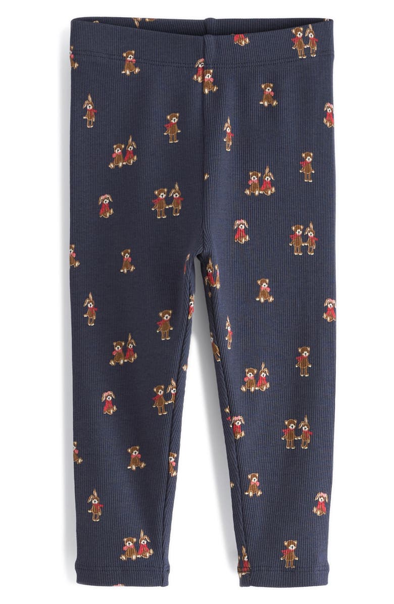 NEXT Kids' Stretch Cotton Rib Jersey Leggings, Main, color, Blue