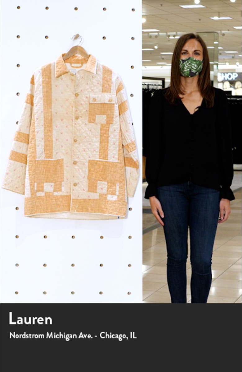 One of a Kind Reworked Quilt Pastel Elongated Workwear Jacket, sales video thumbnail