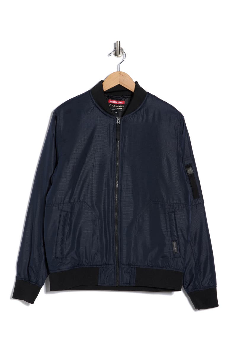 Padded Printed Bomber Jacket, Alternate, color, NAVY