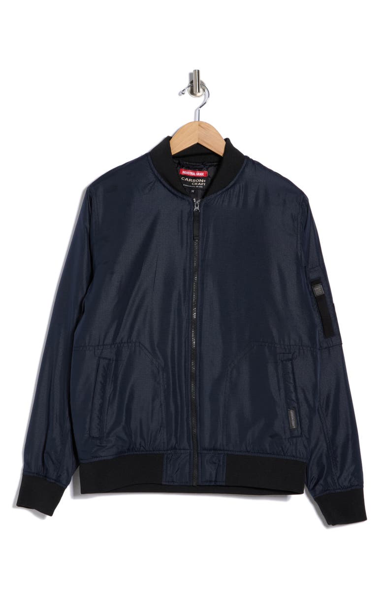 CARBON + CRAFT Padded Printed Bomber Jacket, Alternate, color, Navy