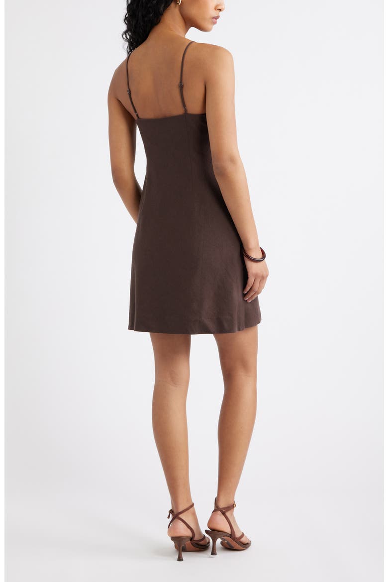 Halter Neck Linen Blend Minidress, Alternate, color, BROWN SEAL