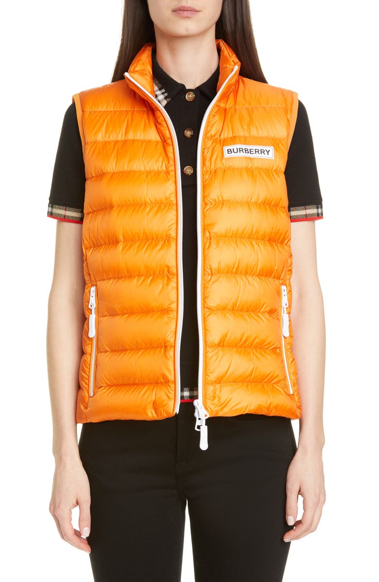 Burberry Darlington Logo Print Down Puffer Vest, Main, color, 
