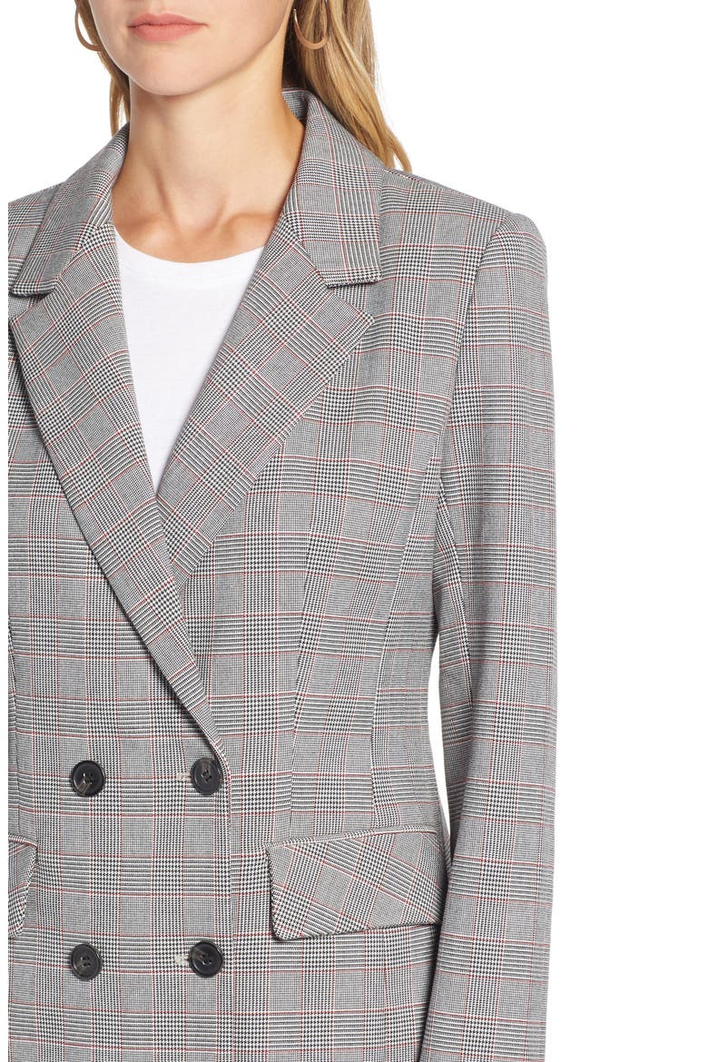 Structured Plaid Coat, Alternate, color, BLACK- RED PLAID