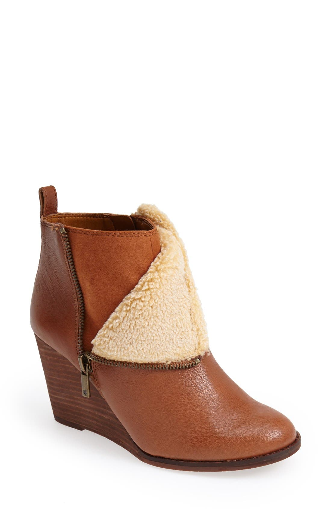 Lucky Brand 'Yorque' Wedge Leather Bootie, Main, color, 