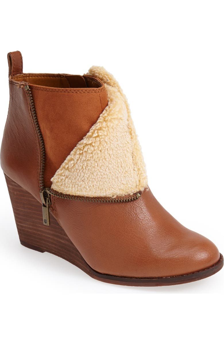 Lucky Brand 'Yorque' Wedge Leather Bootie, Main, color,