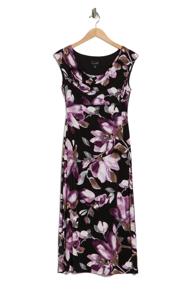 Drape Neck Midi Dress, Alternate, color, PLUM