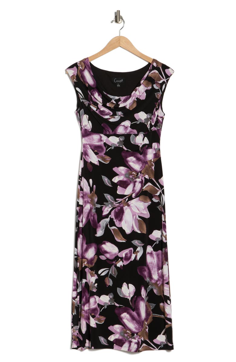 Connected Apparel Drape Neck Midi Dress, Alternate, color, 