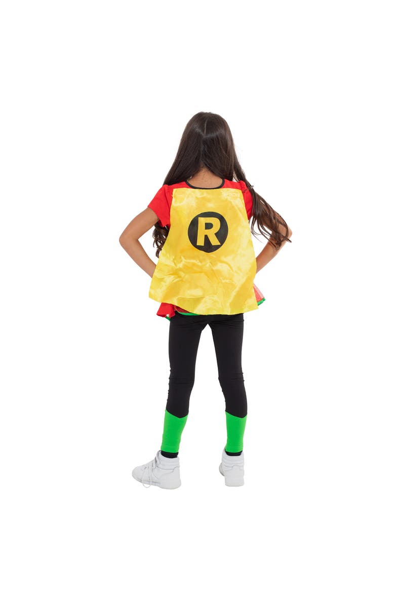 Justice League Robin Costume Tee, Cape and Leggings Set, Alternate, color, Robin Red Green