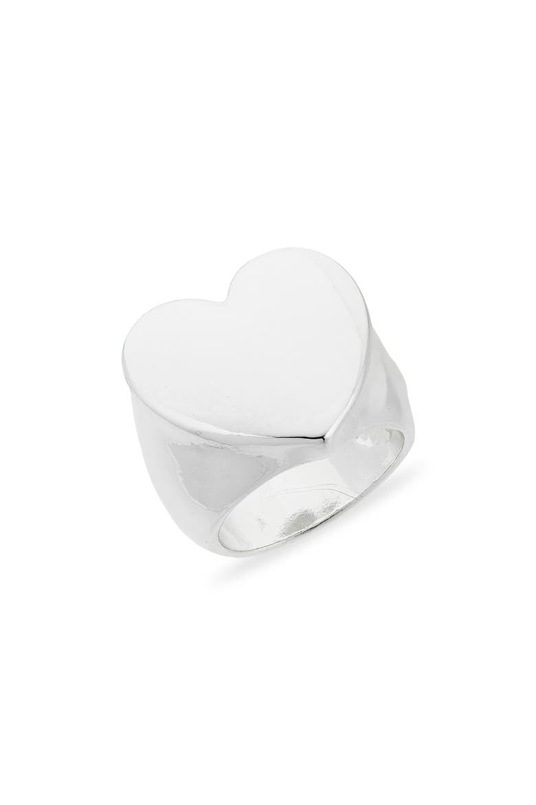 Heart Signet Ring, Main, color, SILVER