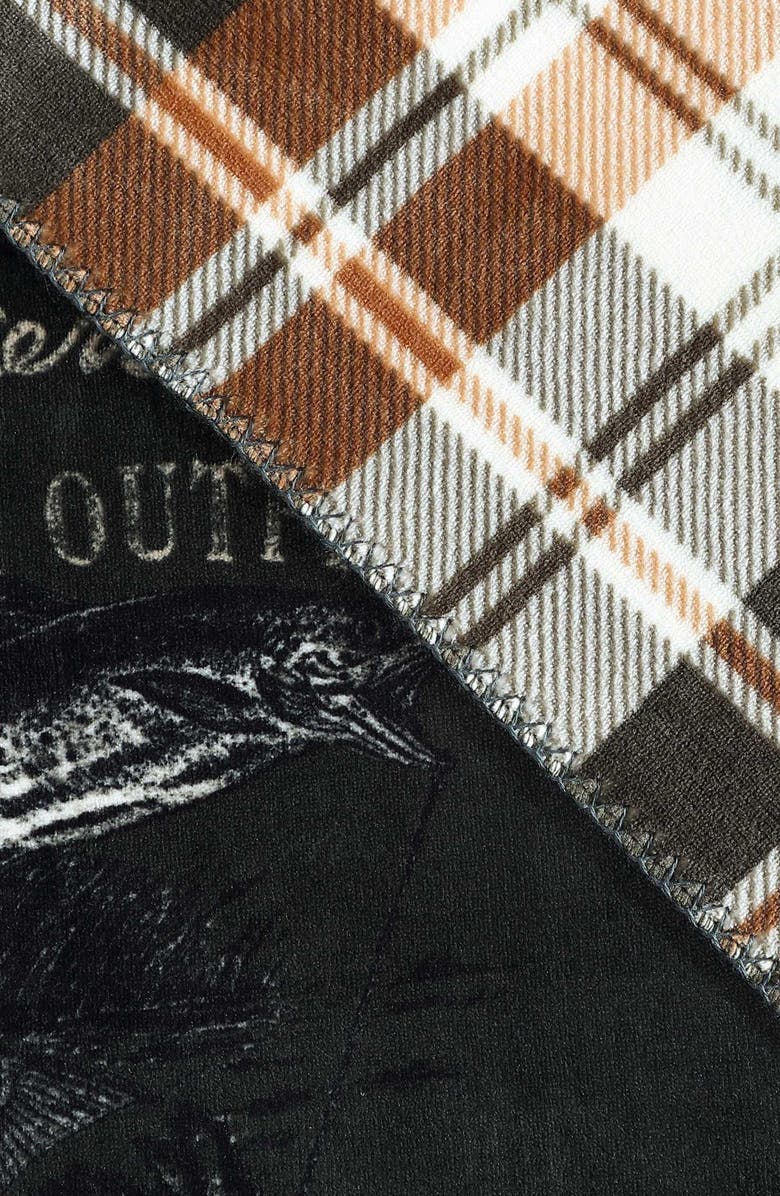 Eddie Bauer Flying Fish Reversible Flannel Blanket, Alternate, color, Black Multi