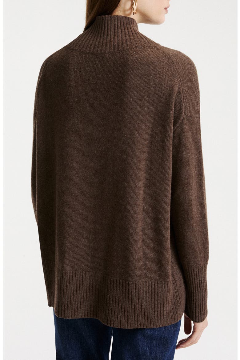 Silk Detail Mock Neck Sweater, Alternate, color, DARK BROWN
