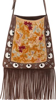 Valentino Garavani Small Nellcôte Fringe Stud Embroidered Crossbody Bag