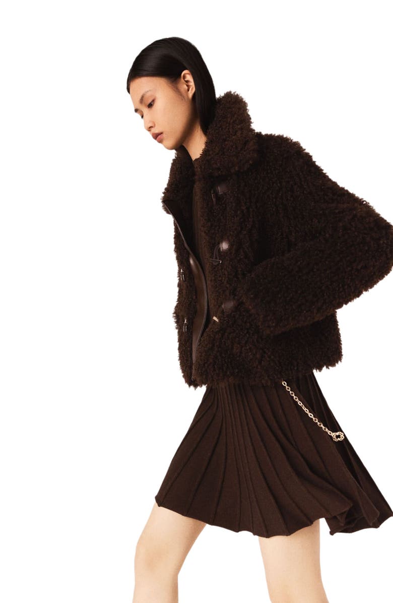 maje Short curly coat, Alternate, color, Dark Brown