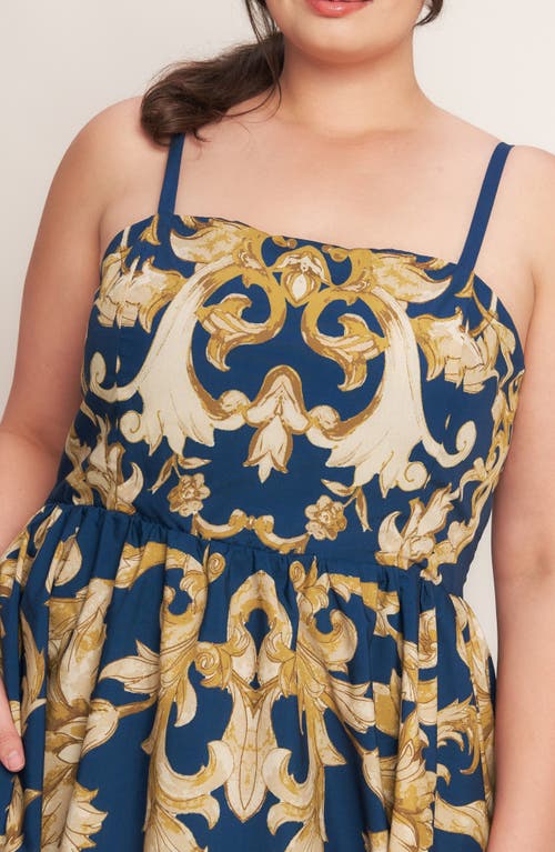 Flying Tomato Baroque Tiered Maxi Dress In Blue