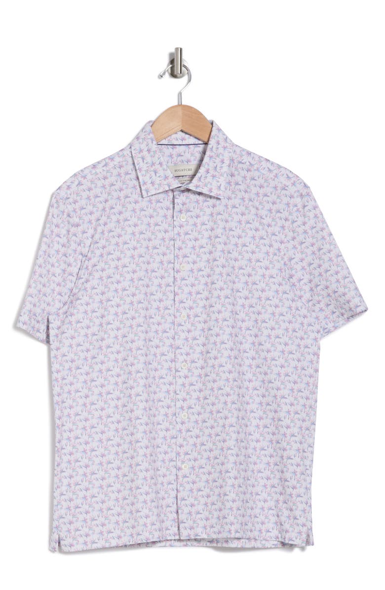 Bugatchi Milo OoohCotton<sup>®</sup> Floral Short Sleeve Button-Up Shirt, Alternate, color, 