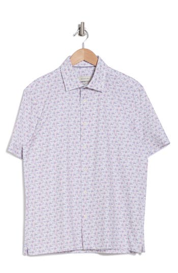 Bugatchi Milo Ooohcotton® Floral Short Sleeve Button-up Shirt In Pink