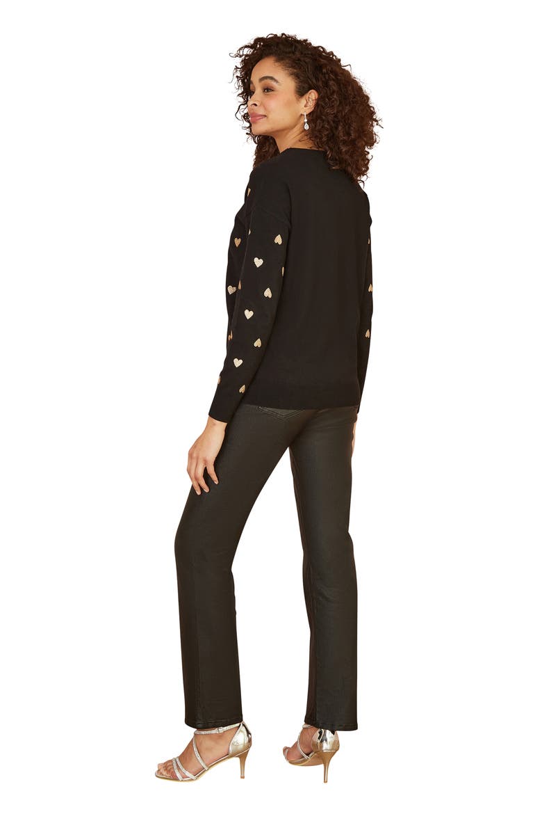 Foil Heart Print Relaxed Fit Sweater, Alternate, color, Black