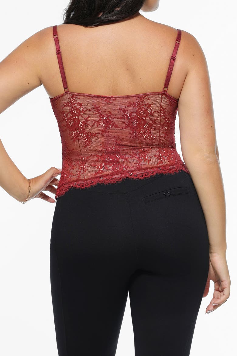 Shapewear Lace Contouring Camisole, Alternate, color, Burgundy