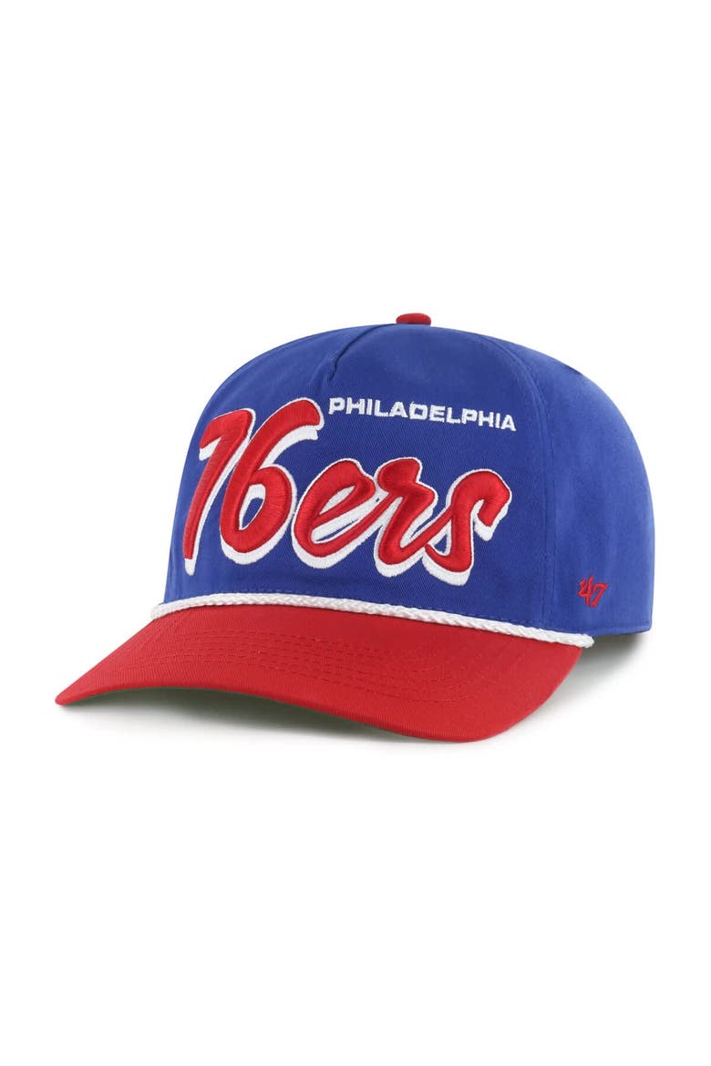Men's '47 Royal/Red Philadelphia 76ers Dropshadow Rope Hitch Adjustable Hat, Alternate, color, Royal