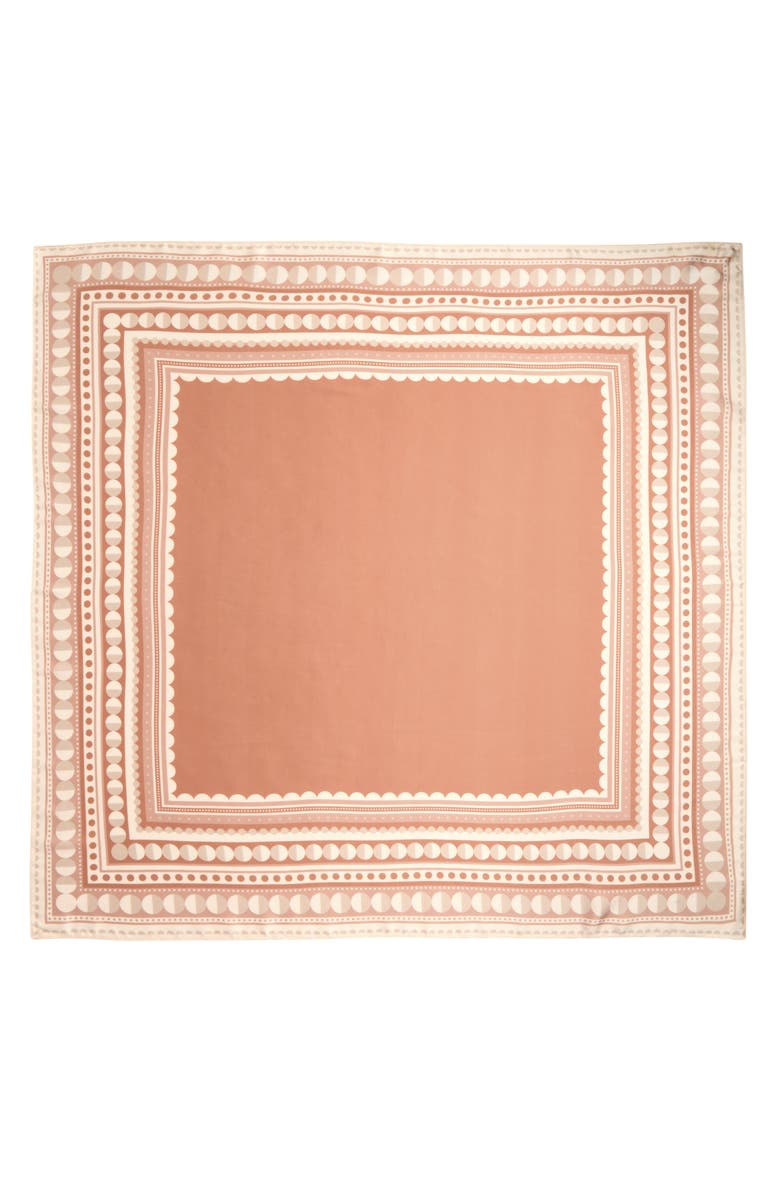 Treasure & Bond Square Satin Scarf, Alternate, color, Rust Crescent Border