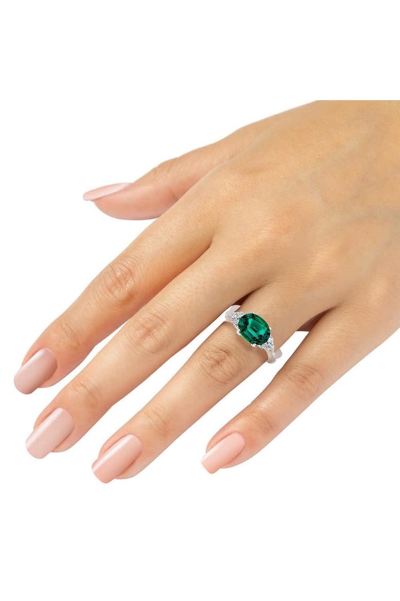 3 1/4Ct Oval Emerald & Lab Grown Diamond Ring in 10k or Gold, Alternate, color, 10k White Gold