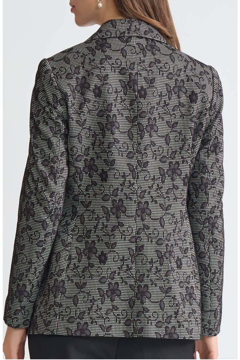 Floral Notch Lapel Blazer, Alternate, color, BLACK/ VANILLA ICE