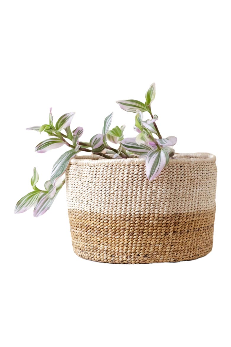Two-Tone Banana Leaf Small Basket, Main, color, Neutral