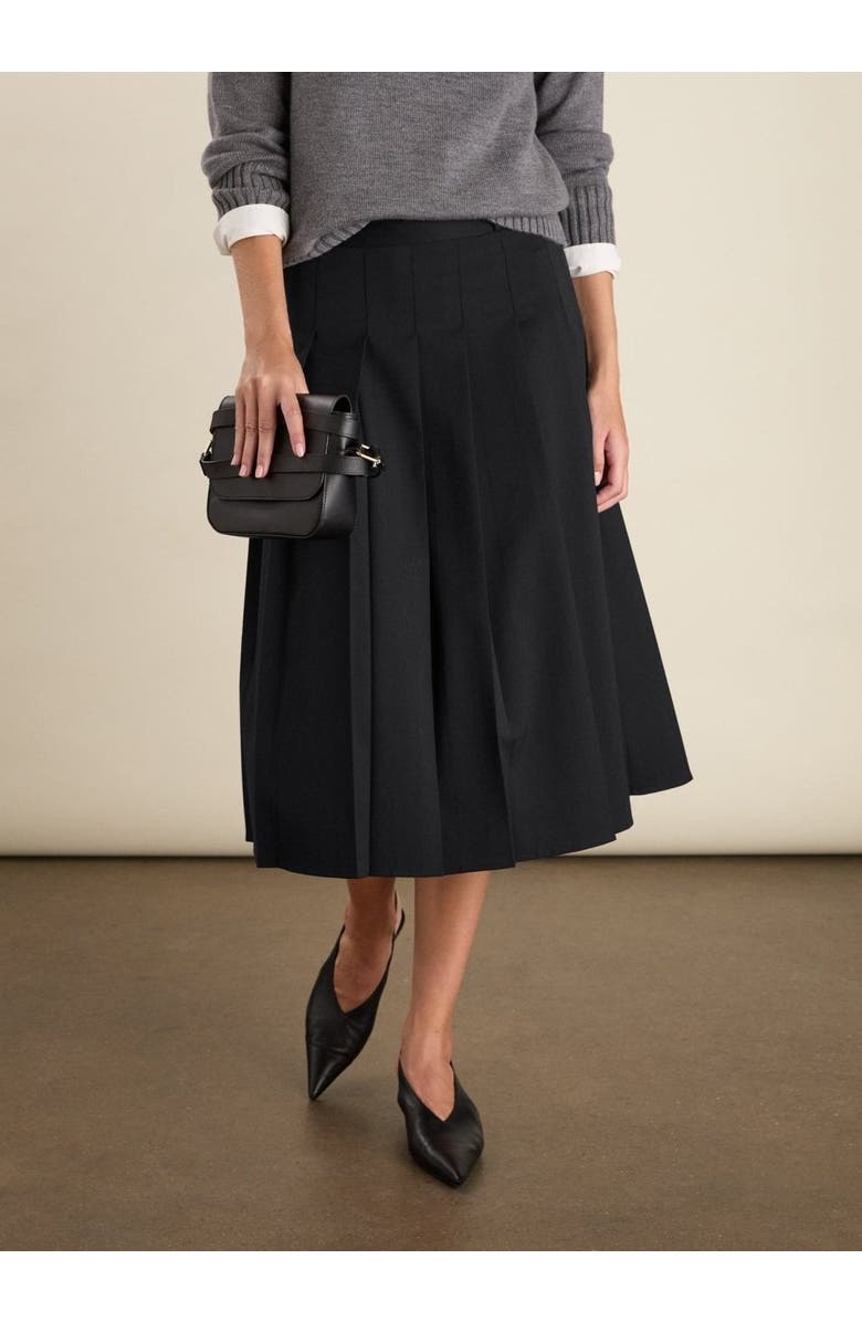 81043072 Pam Wool Blend Pleated Midi Skirt, Alternate, color, Caviar Black