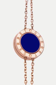 CERRET Rose Gold Plated Double Chain with Bleu Saphir Enamel Luxury Safety Bracelet