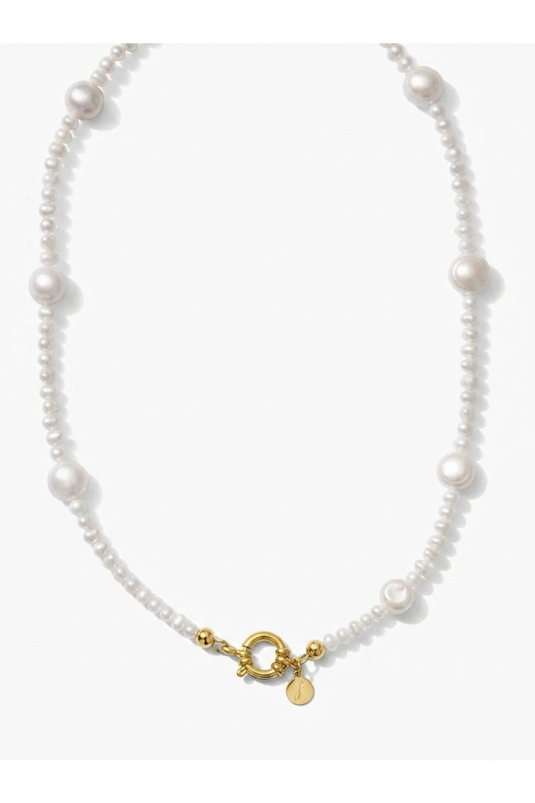 Kylie Gold & Pearl Statement Necklace, Main, color, Metallic Gold