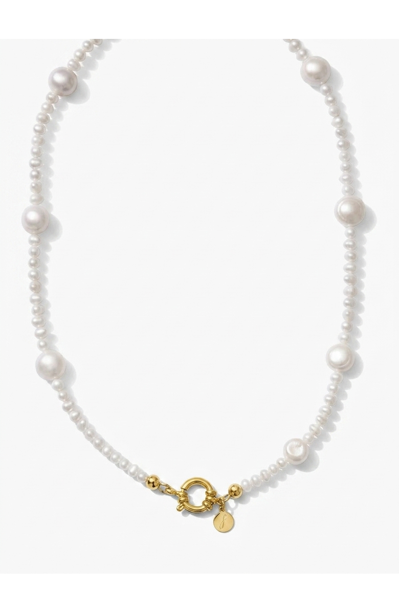 Joey Baby Kylie Gold & Pearl Statement Necklace, Main, color, Metallic Gold