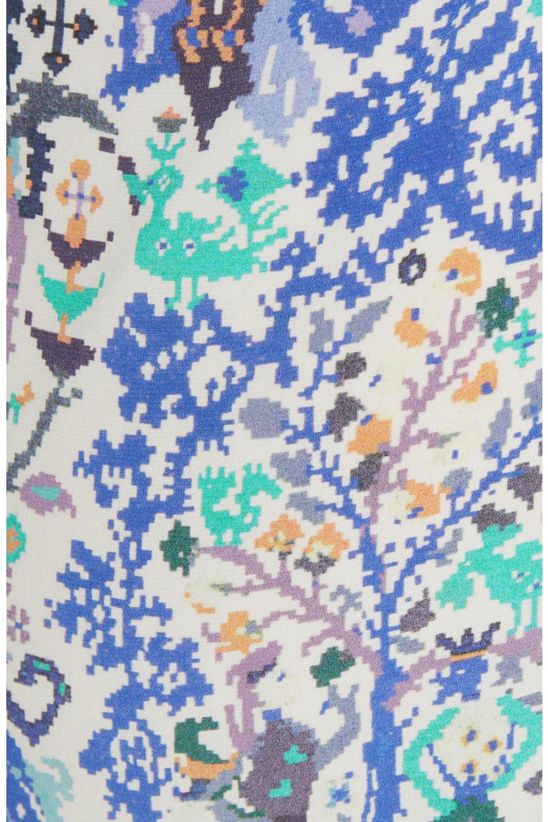 Albi Dot Print Ruched Stretch Silk Dress, Alternate, color, BLUE