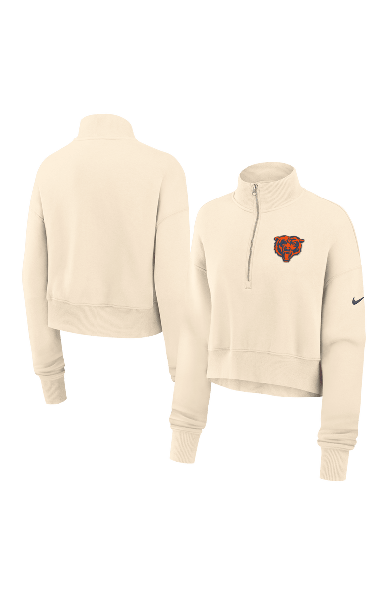 Nike Women's Nike Cream Chicago Bears Legacy Phoenix Fleece Cropped Half-Zip Sweatshirt, Main, color, Cream