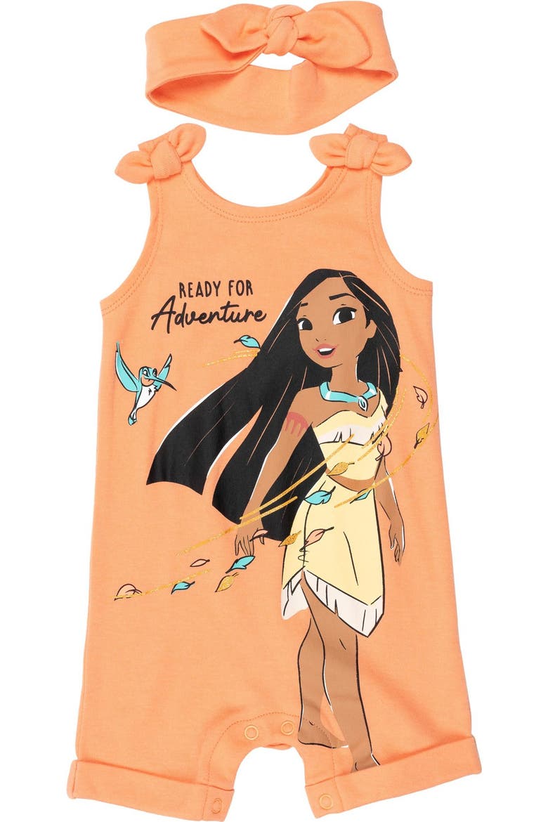 Princess Sleeveless One-Piece and Headband Set, Main, color, Pocahontas Peach
