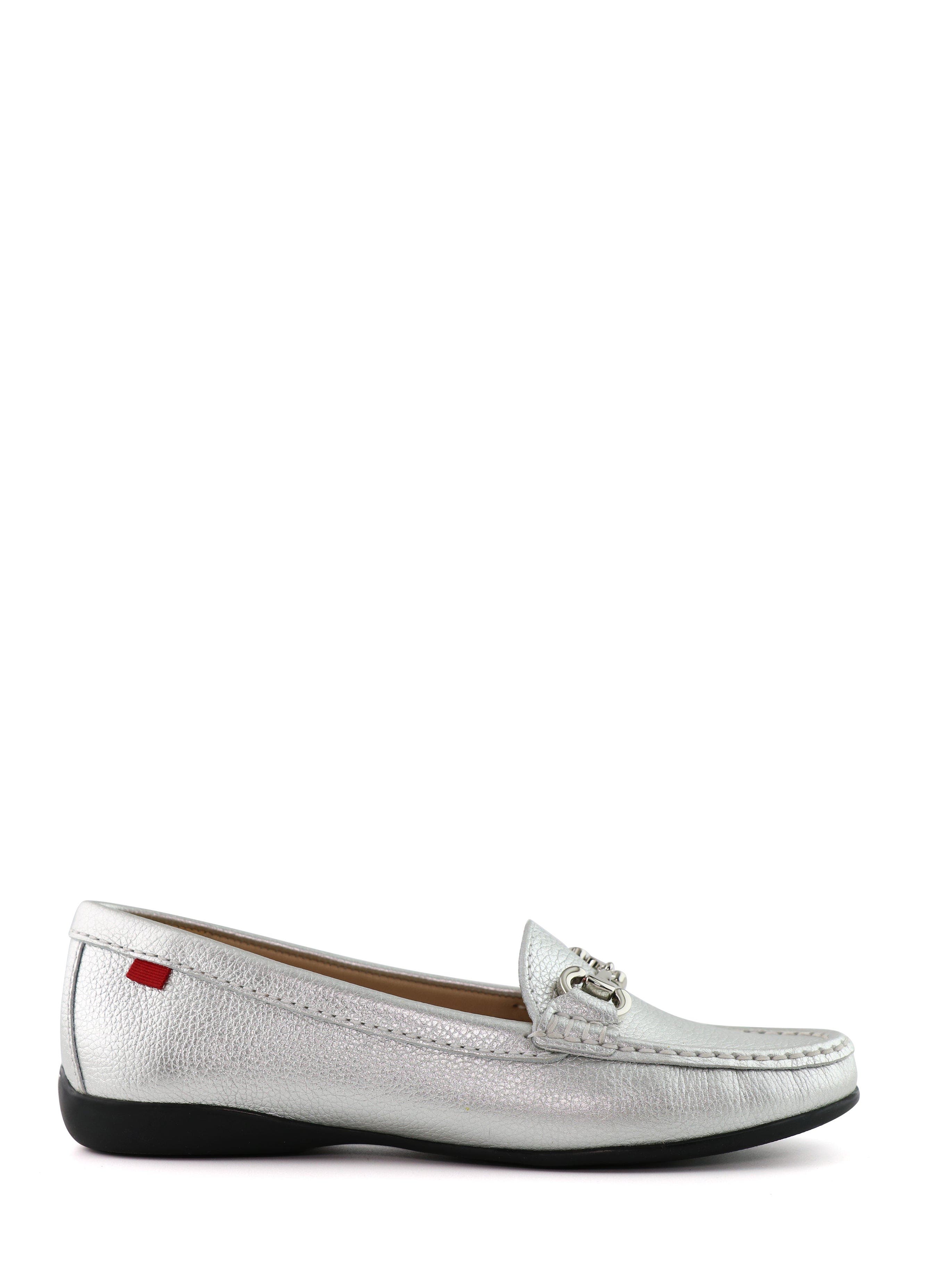 Carter Road Slip On Leather Buckle Loafer, Alternate, color, Silver Grainy Napa