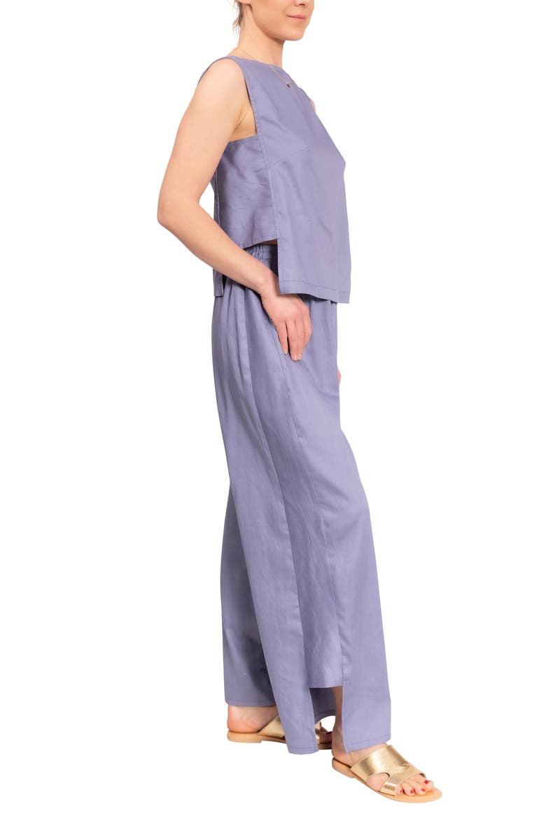 Piper Wide Leg Sleeveless Cotton Pajamas, Alternate, color, VIOLET
