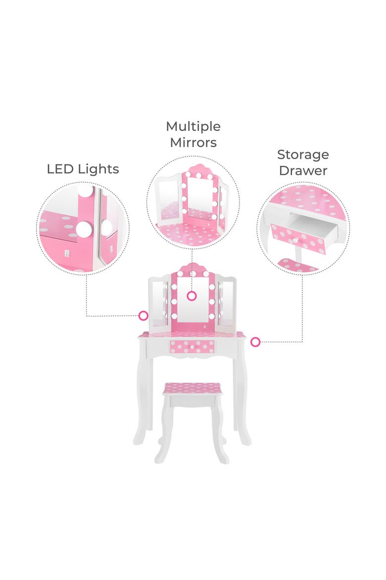 Fantasy Fields Gisele Vanity Table & Stool Set, Alternate, color, PINK