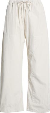 LESET Kyoto Cotton Drawstring Utility Crop Pants