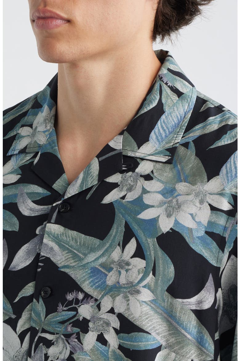 Avery Tropical Floral Camp Shirt, Alternate, color, BLACKTROPI