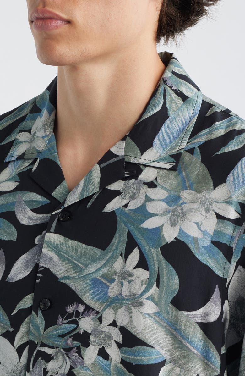 rag & bone Avery Tropical Floral Camp Shirt, Alternate, color, Blacktropi