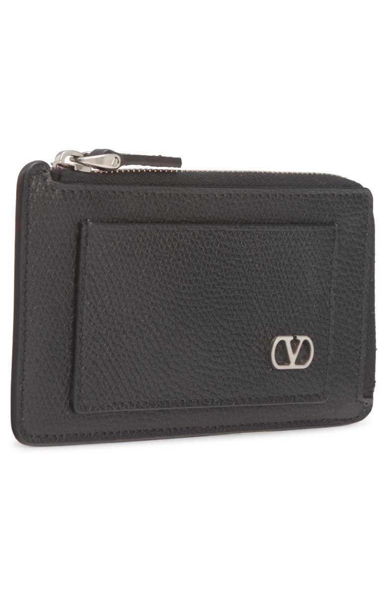 Valentino Garavani VLOGO Leather Coin Card Case, Alternate, color, Black