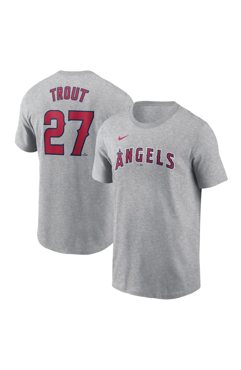 Nike Men's Nike Mike Trout Gray Los Angeles Angels Fuse Name & Number T-Shirt, Main, color, Gray