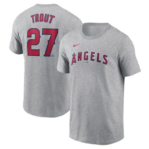 Men's Nike Mike Trout Gray Los Angeles Angels Fuse Name & Number T-Shirt