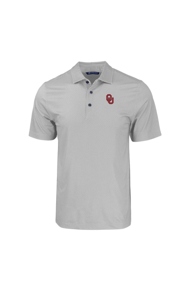 Cutter & Buck Men's Cutter & Buck Gray Oklahoma Sooners Pike Eco Tonal Geo Print Stretch Recycled Polo, Alternate, color, 